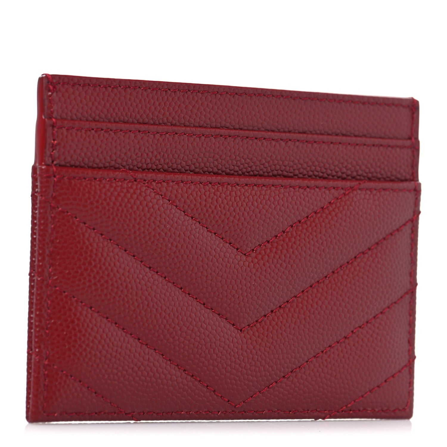 Saint Laurent Grain De Poudre Matelasse Chevron Monogram Credit Card Case Palissandre 3 of 8