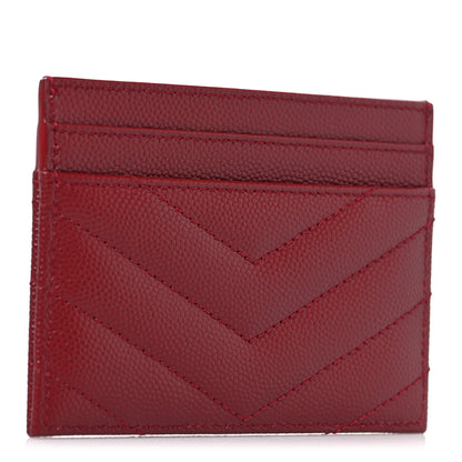 Saint Laurent Grain De Poudre Matelasse Chevron Monogram Credit Card Case Palissandre 3 of 8