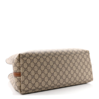 Gucci GG Supreme Monogram Emblem Large Tote Bag Beige Dark Brown 3 of 9
