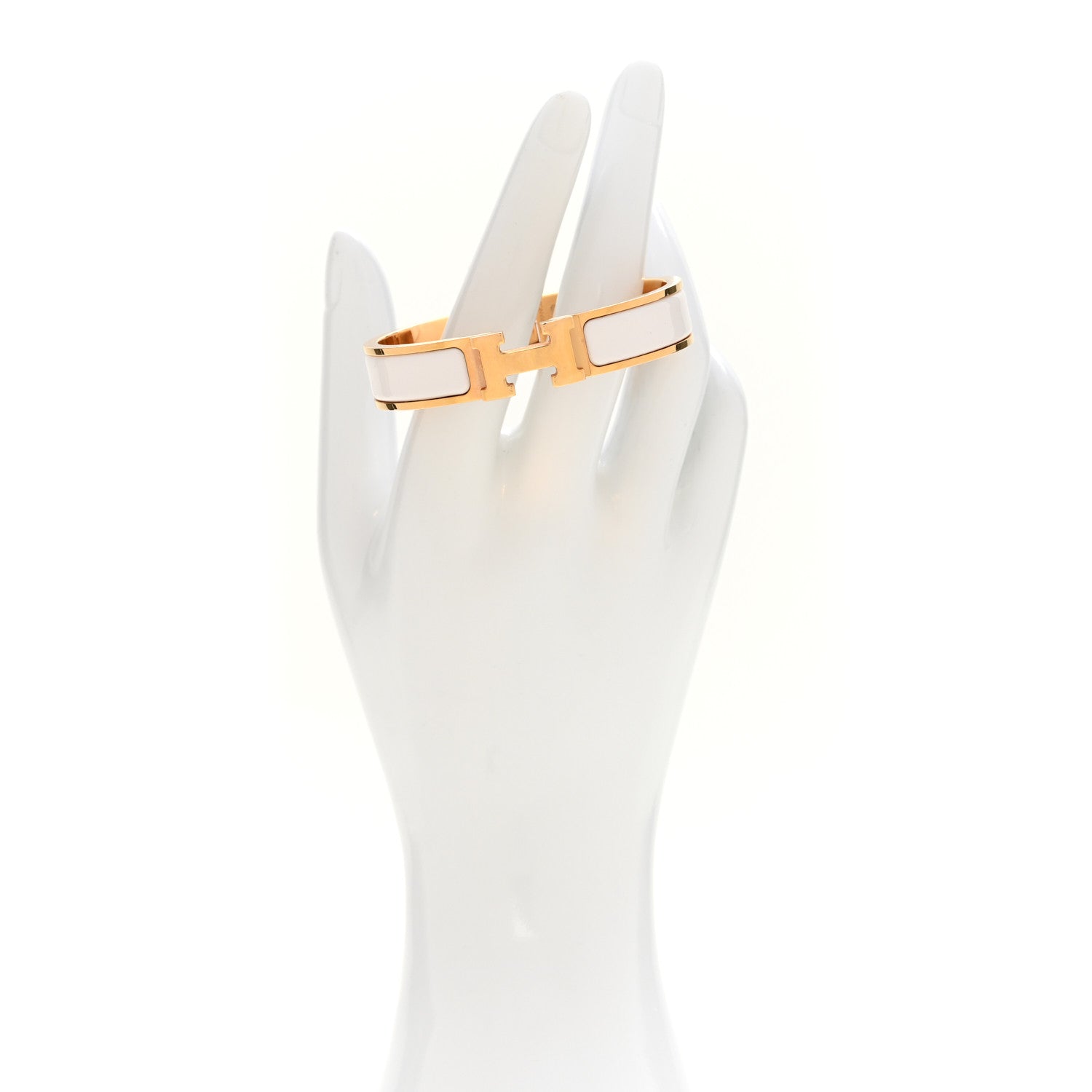 Hermes Enamel Narrow Clic Clac H Bracelet PM White 2 of 4