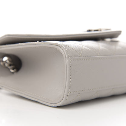 Saint Laurent Grain De Poudre Textured Mixed Matelasse Triquilt Small Monogram Satchel Optical White 9 of 10