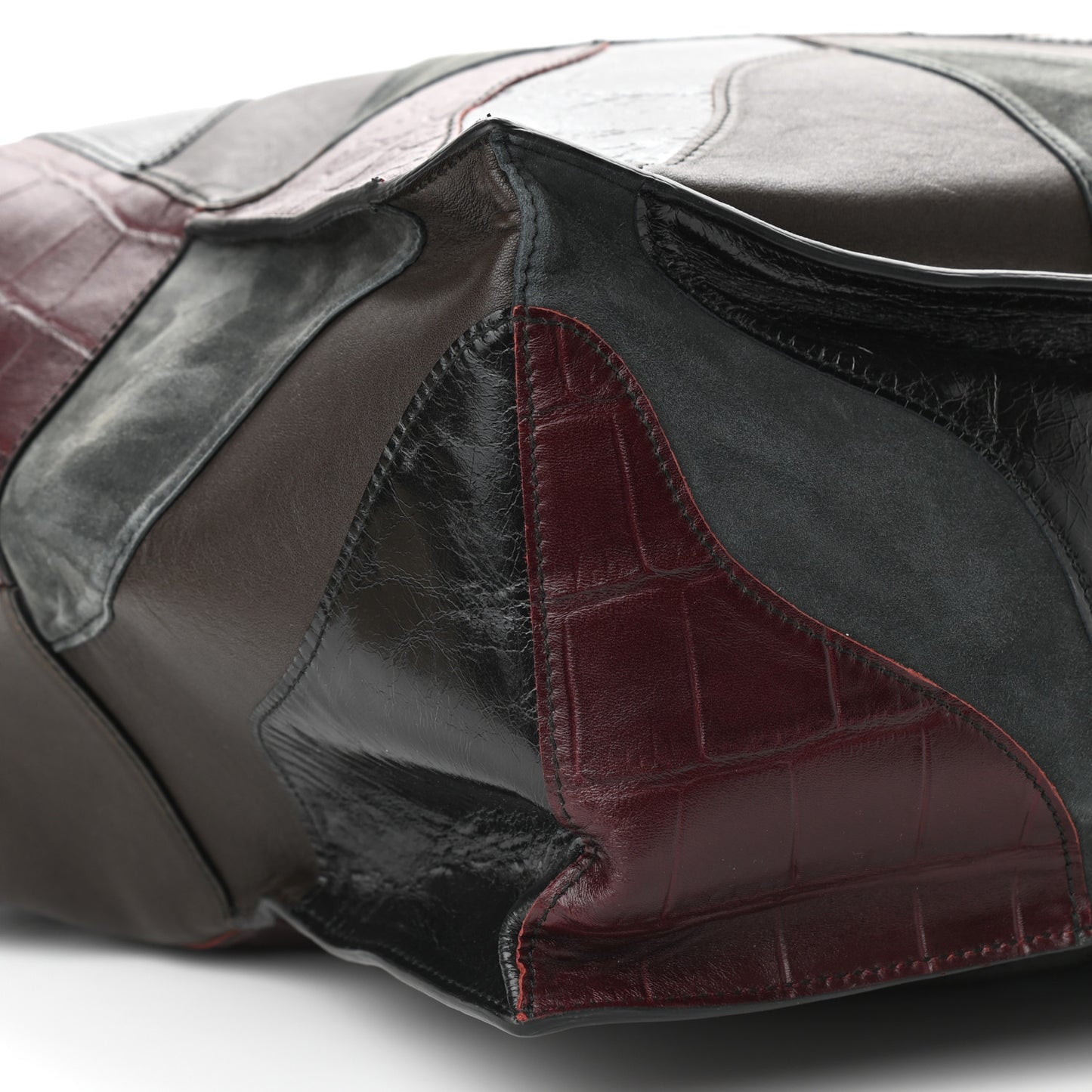 Suede Nappa Croc Embossed Patchwork Travel Bag Multicolor