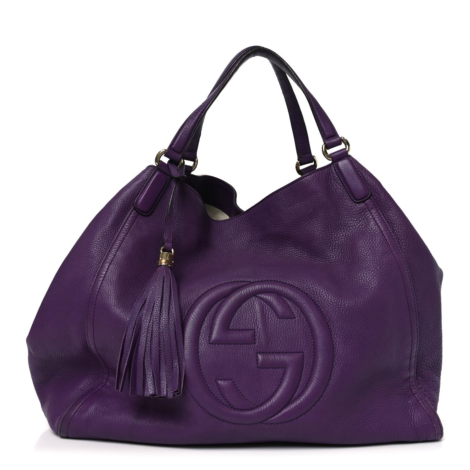 Gucci Pebbled Calfskin Large Soho Shoulder Bag Shine Purple 1 of 11