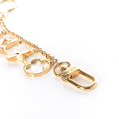 Louis Vuitton Brass Enamel Fleur De Monogram Bag Charm Chain Gold 5 of 6