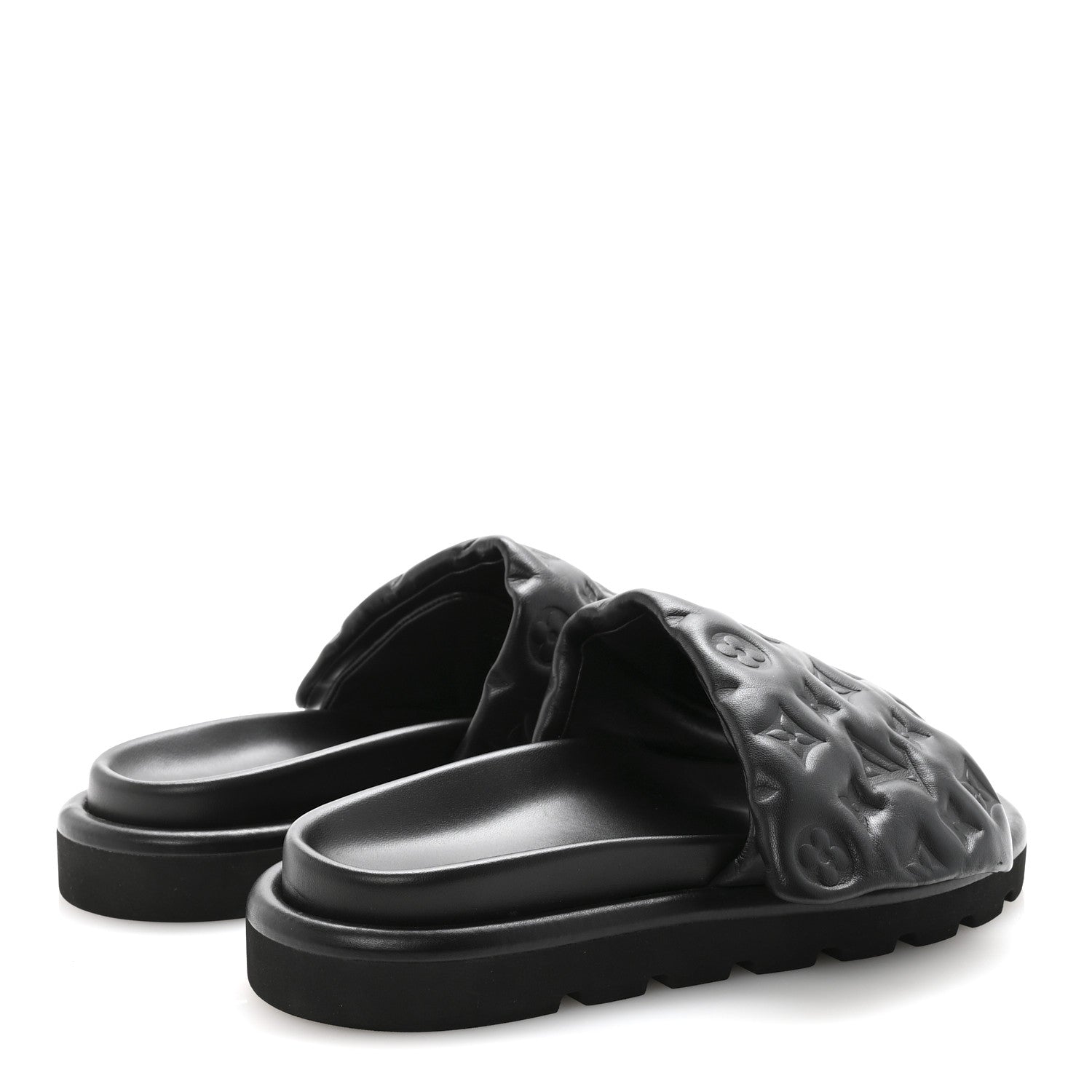 Louis Vuitton Lambskin Embossed Monogram Pool Pillow Flat Comfort Mule 40 Black 5 of 9