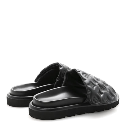 Louis Vuitton Lambskin Embossed Monogram Pool Pillow Flat Comfort Mule 40 Black 5 of 9