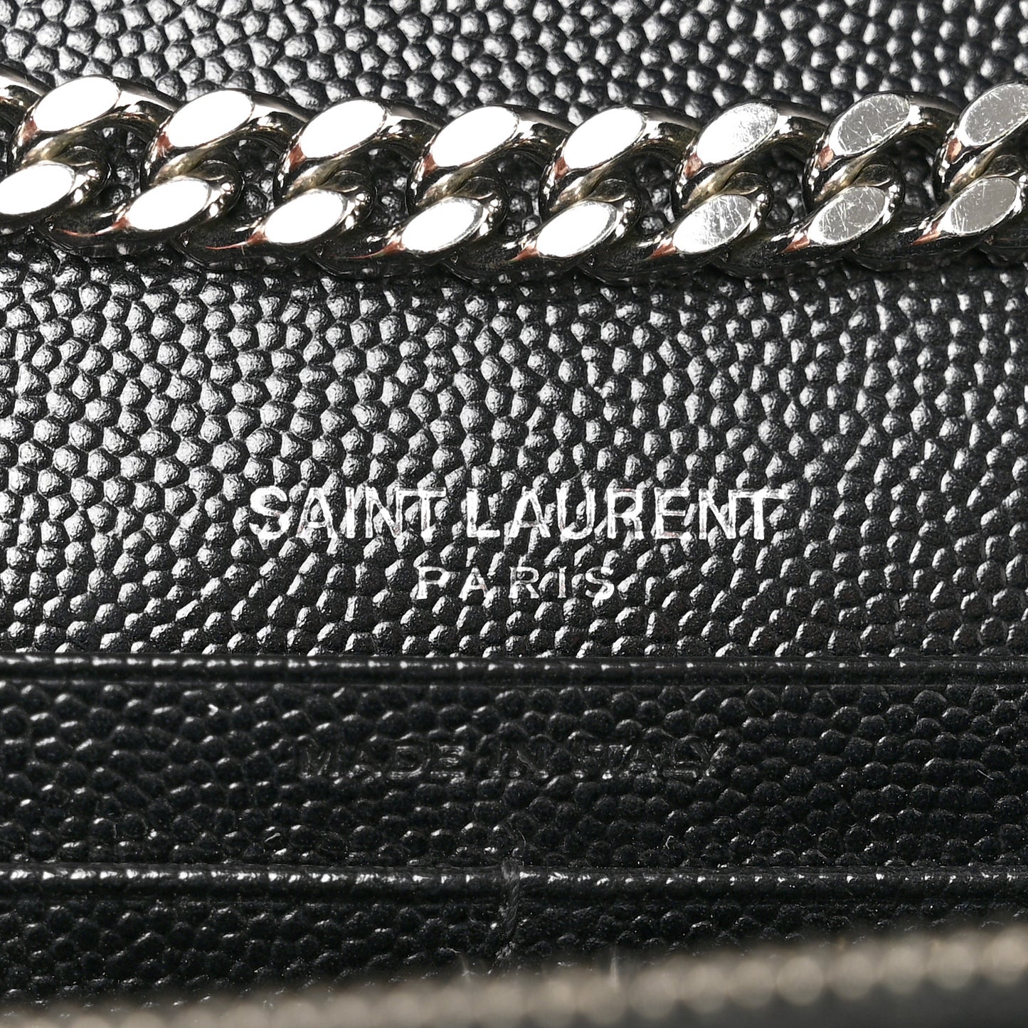 Grain De Poudre Matelasse Chevron Monogram Chain Wallet Black