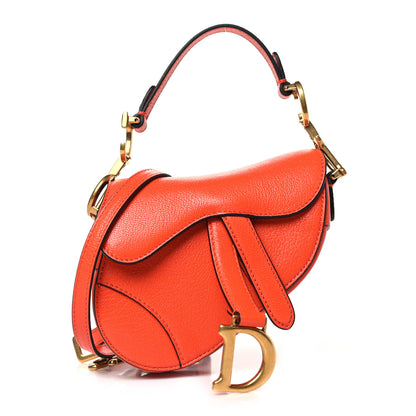 Christian Dior Goatskin Micro Saddle Bag With Strap Bright Orange 1 of 10