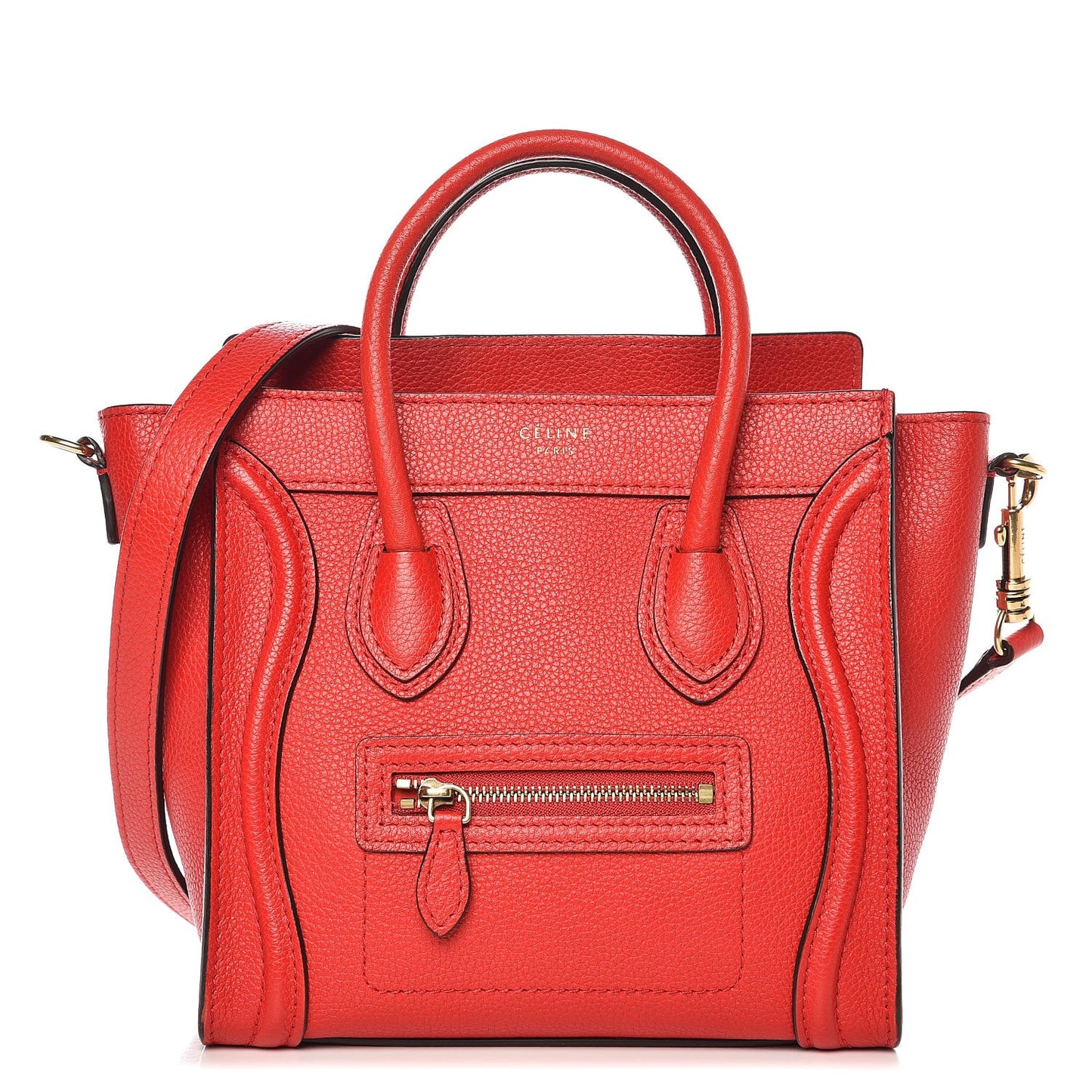 Drummed Calfskin Nano Luggage Coquelicot