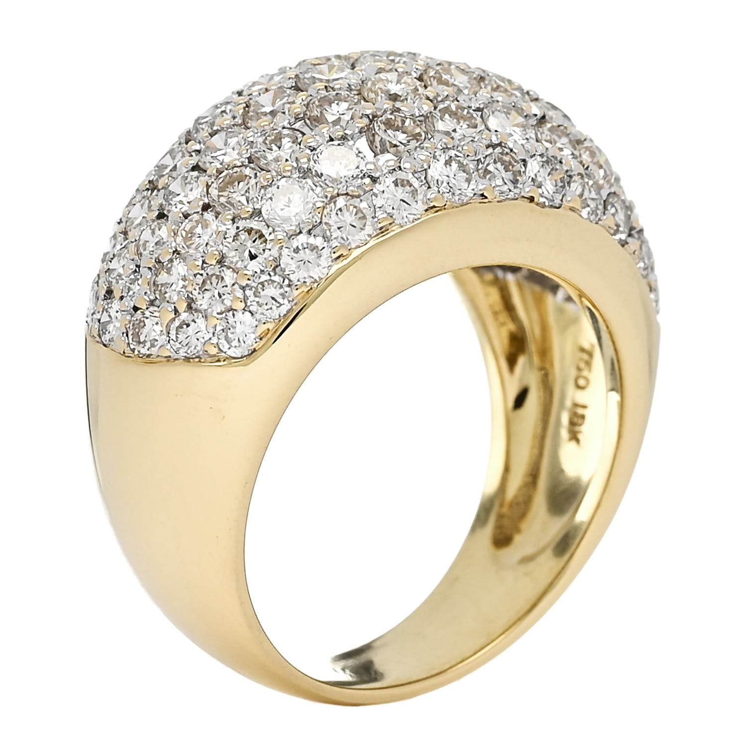 Parker & West by FASHIONPHILE 18K Yellow Gold Diamond  3.18ctw Seven Row Dome Band Ring 51 5.75 6 of 10
