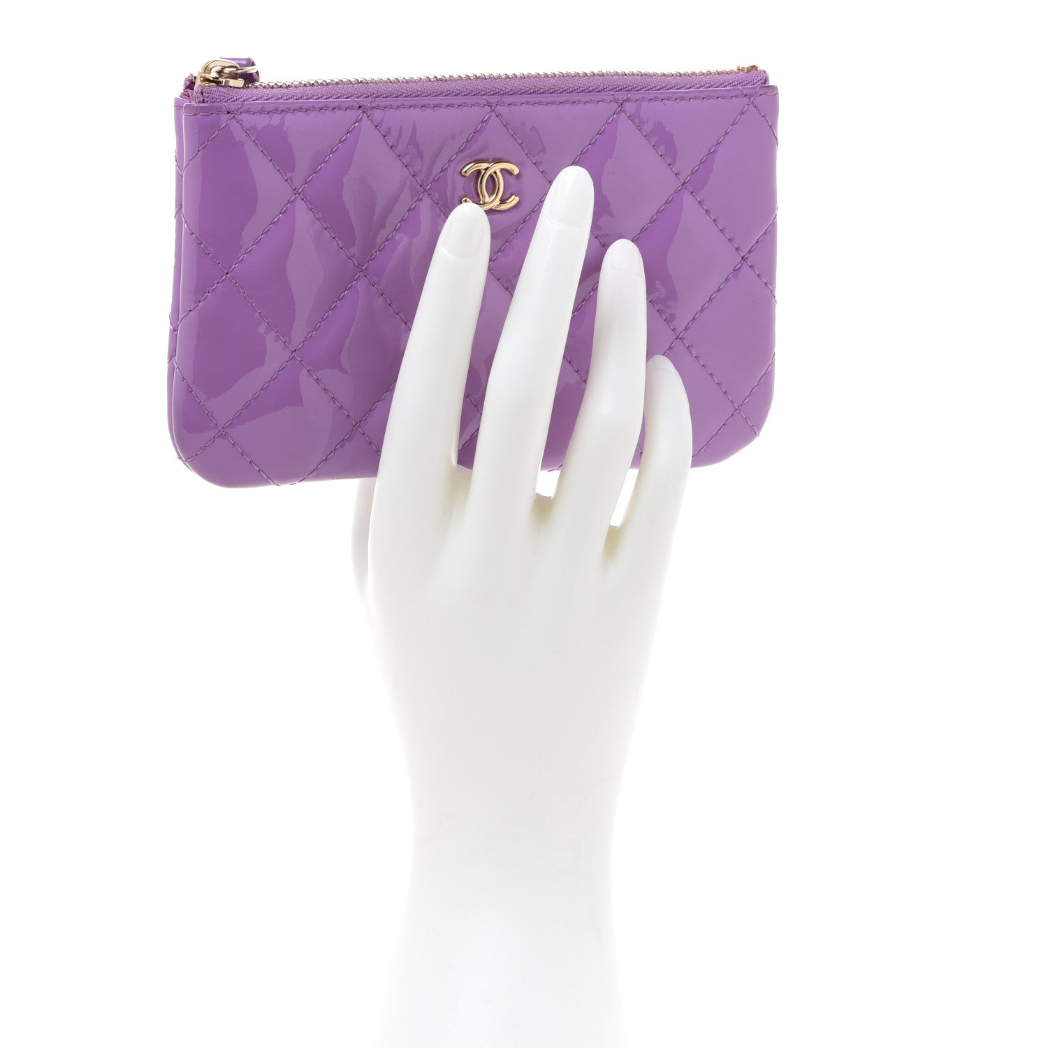 Chanel Patent Quilted Small Cosmetic Case Purple 2 of 9