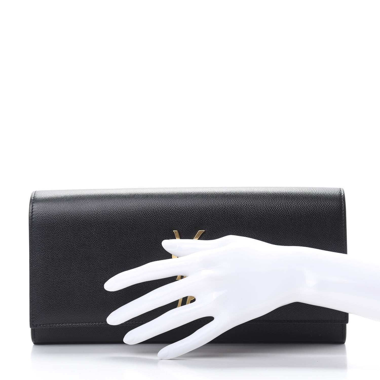 Saint Laurent Grain De Poudre Monogram Cassandre Clutch Black 2 of 8