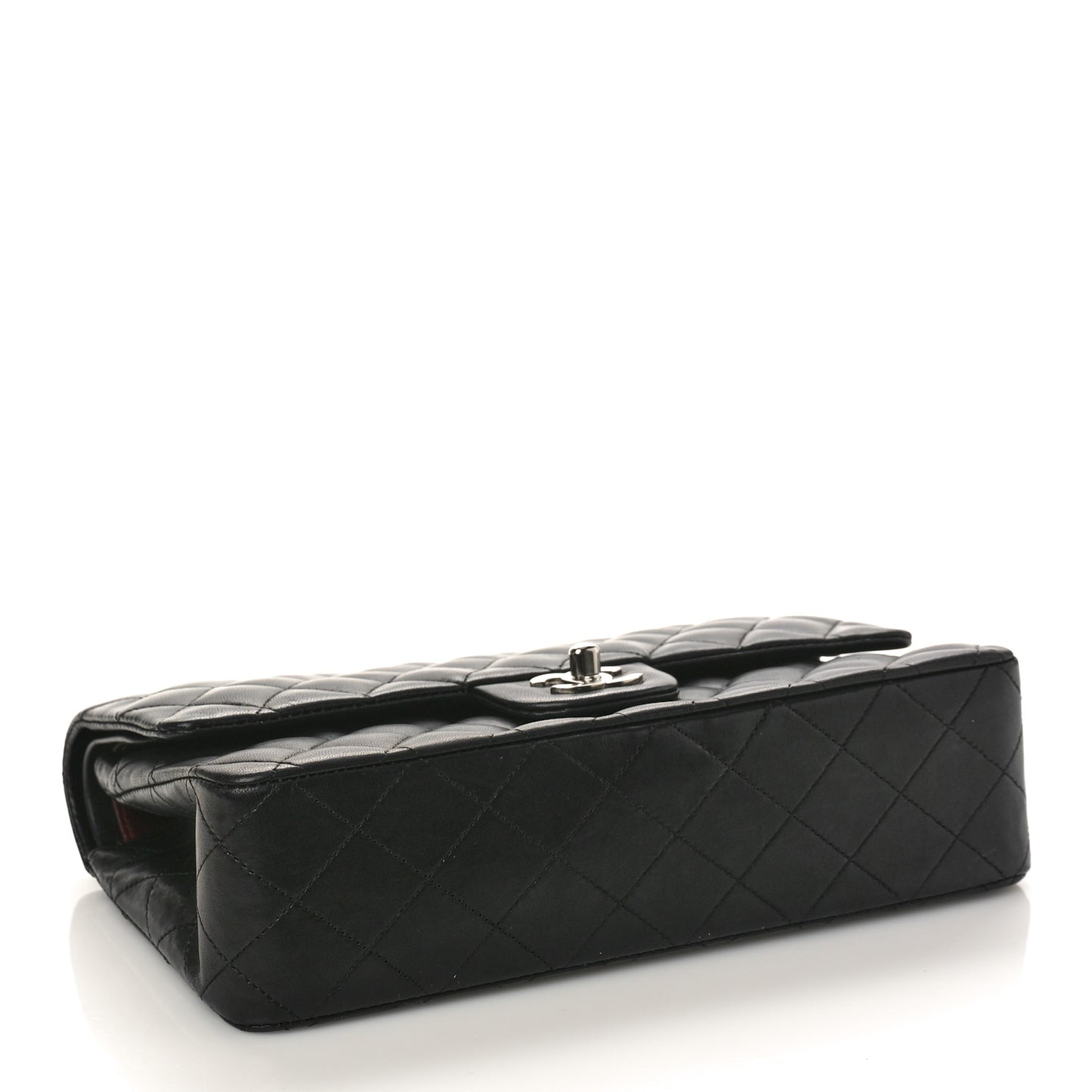 Lambskin Quilted Medium Double Flap Black