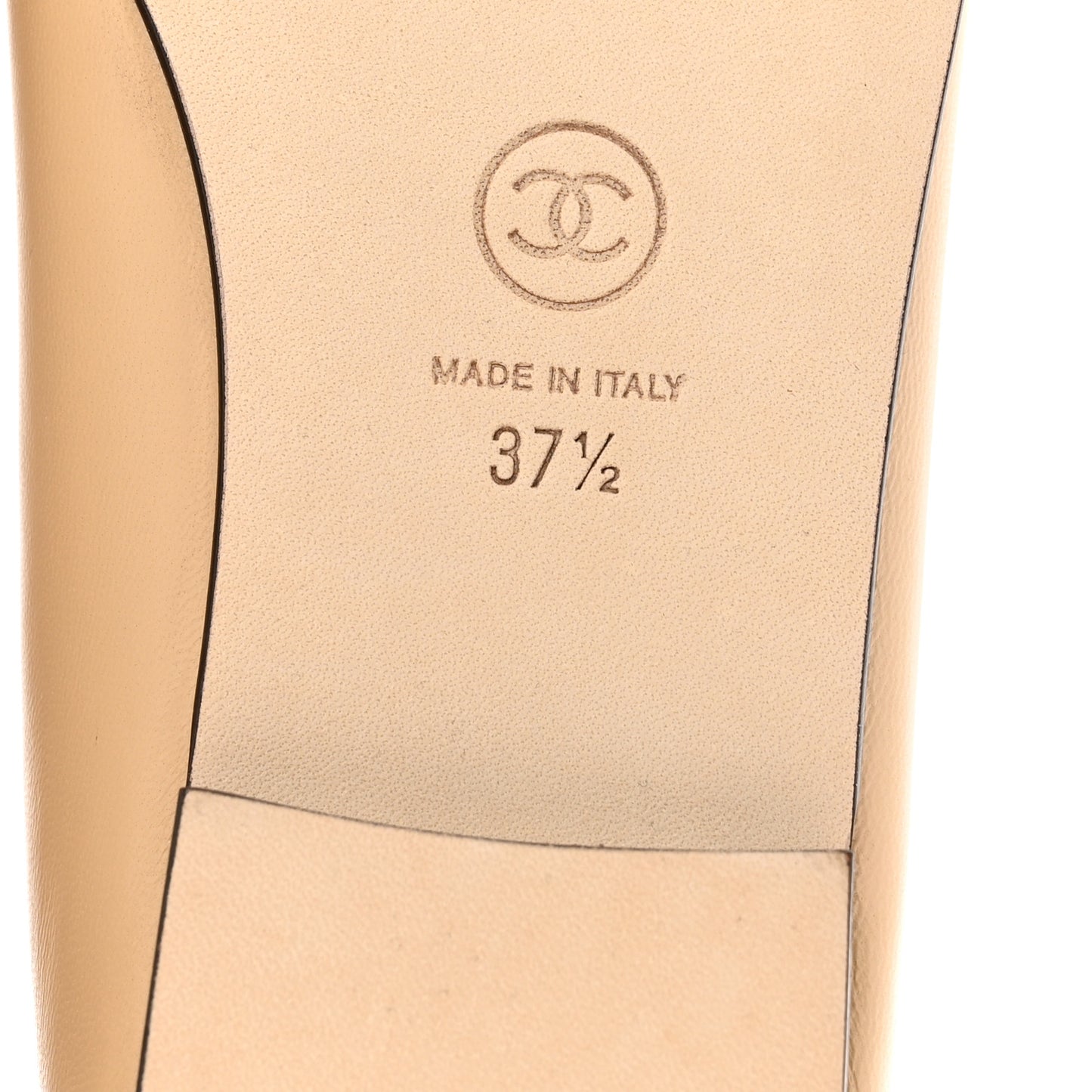 Lambskin Cap Toe CC Ballerina Flats 37.5 Beige Black