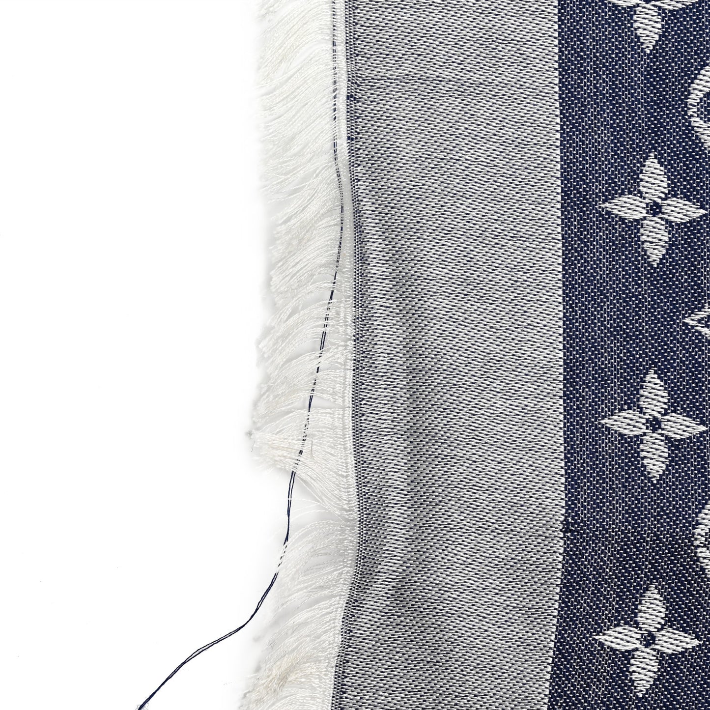 Silk Wool Monogram Denim Shawl Blue