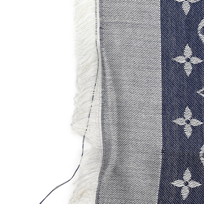 Louis Vuitton Silk Wool Monogram Denim Shawl Blue 4 of 5