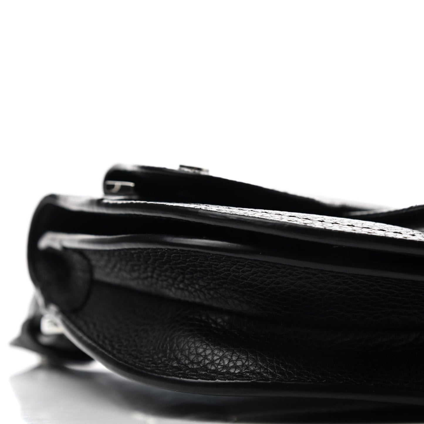 Grained Calfskin Saddle Messenger Bag Black