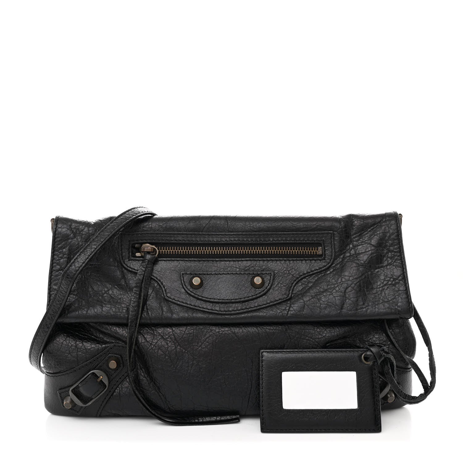 Balenciaga Agneau Classic Hardware Envelope Strap Clutch Black 3 of 11