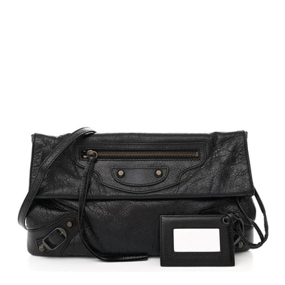 Balenciaga Agneau Classic Hardware Envelope Strap Clutch Black 3 of 11