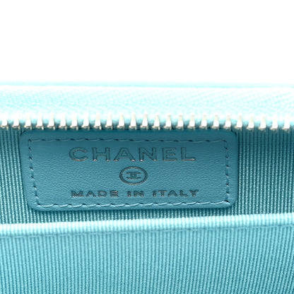 Chanel Lambskin Quilted Zip Around Coin Purse Wallet Neon Blue 6 of 7