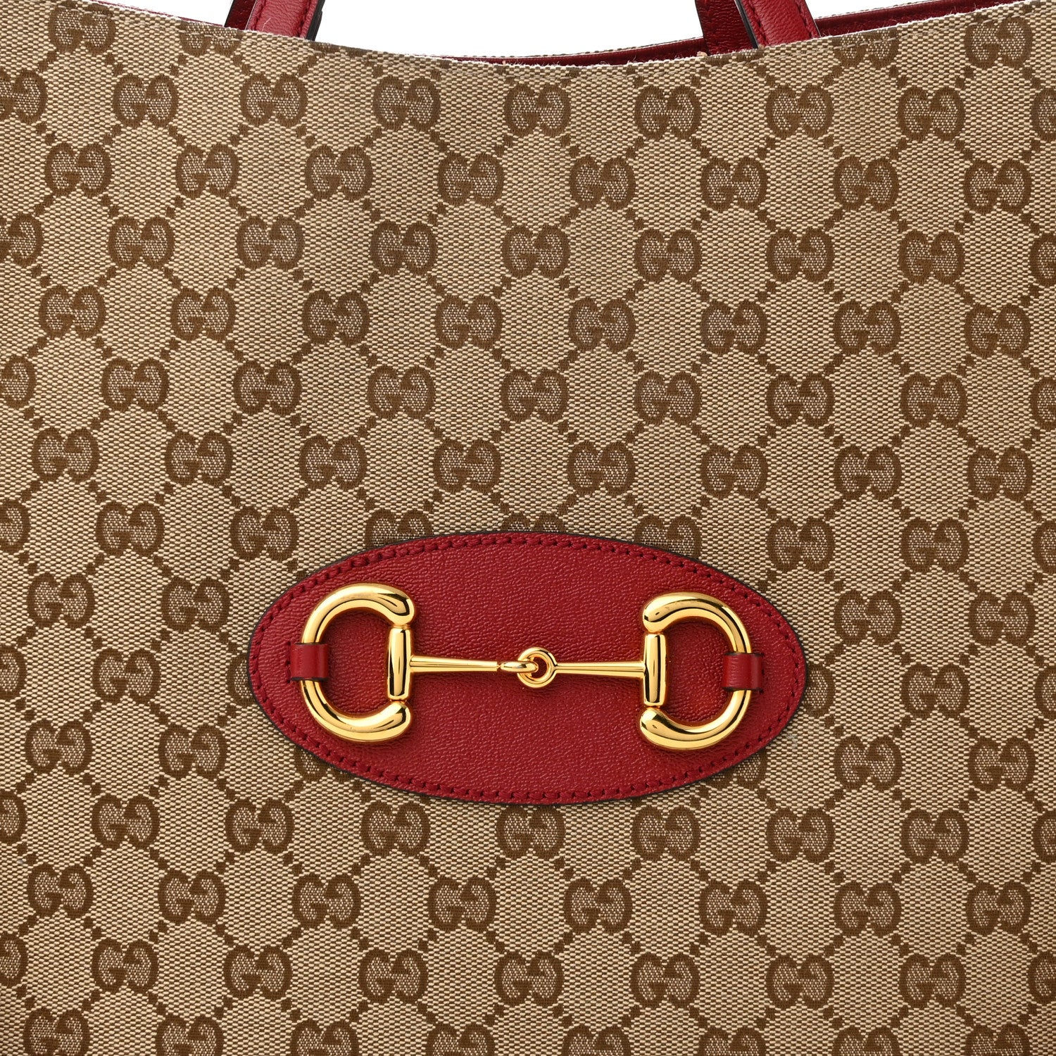 Gucci Monogram New Sakai Calfskin Lux Large Horsebit 1955 Tote Bag Beige Ebony New Cherry Red 8 of 11
