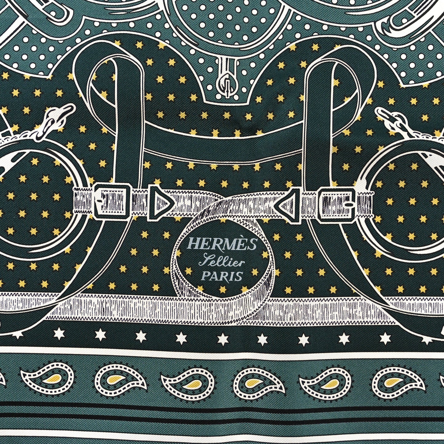 Silk Eperon D'Or Bandana Shawl 55 Vert Cypres White