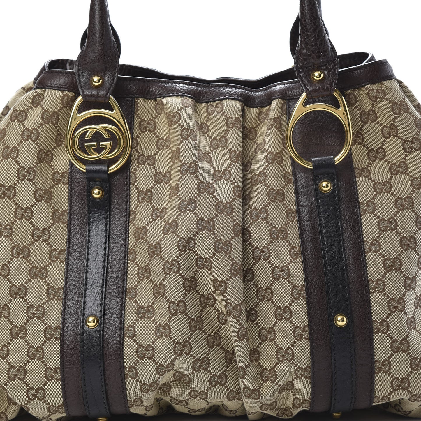 Monogram Medium Interlocking Icon Tote Dark Brown