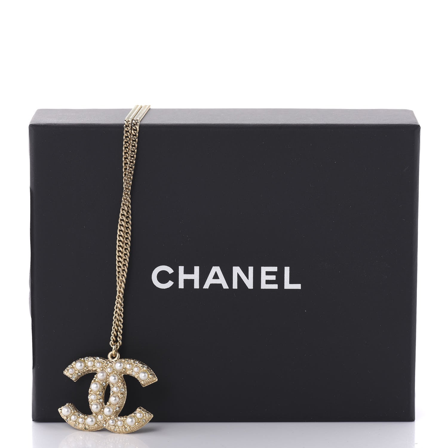 Chanel Pearl Crystal CC 100th Anniversary Pendant Necklace Light Gold 6 of 6