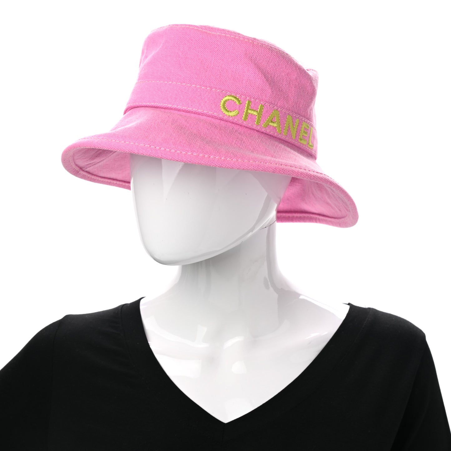 Denim Logo Bucket Hat Pink Yellow