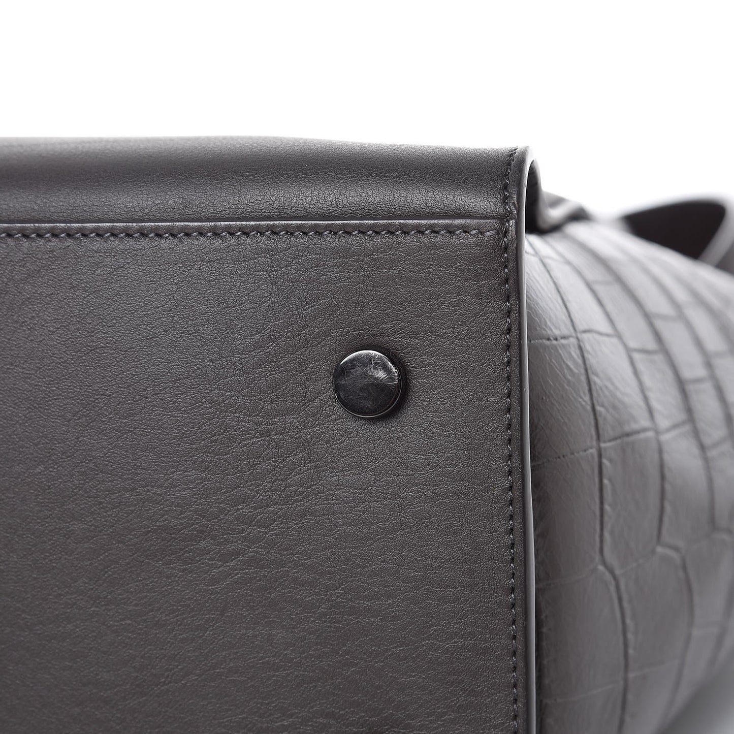 Calfskin Crocodile Embossed Small Monogram Downtown Cabas Earth