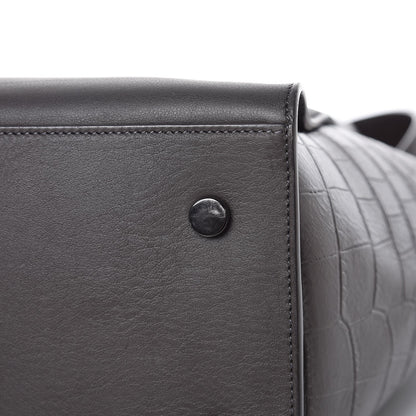 Saint Laurent Calfskin Crocodile Embossed Small Monogram Downtown Cabas Earth 9 of 9