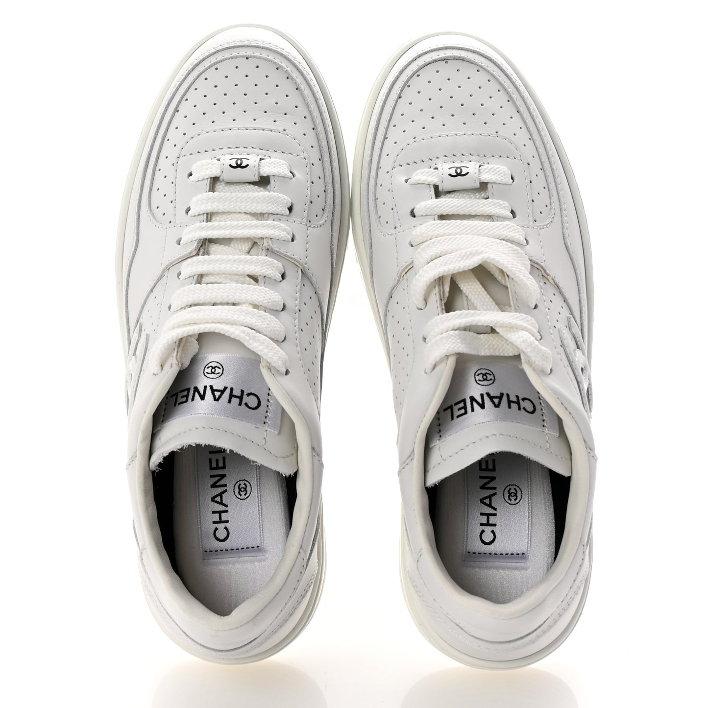 Calfskin CC Womens Sneakers 36 White