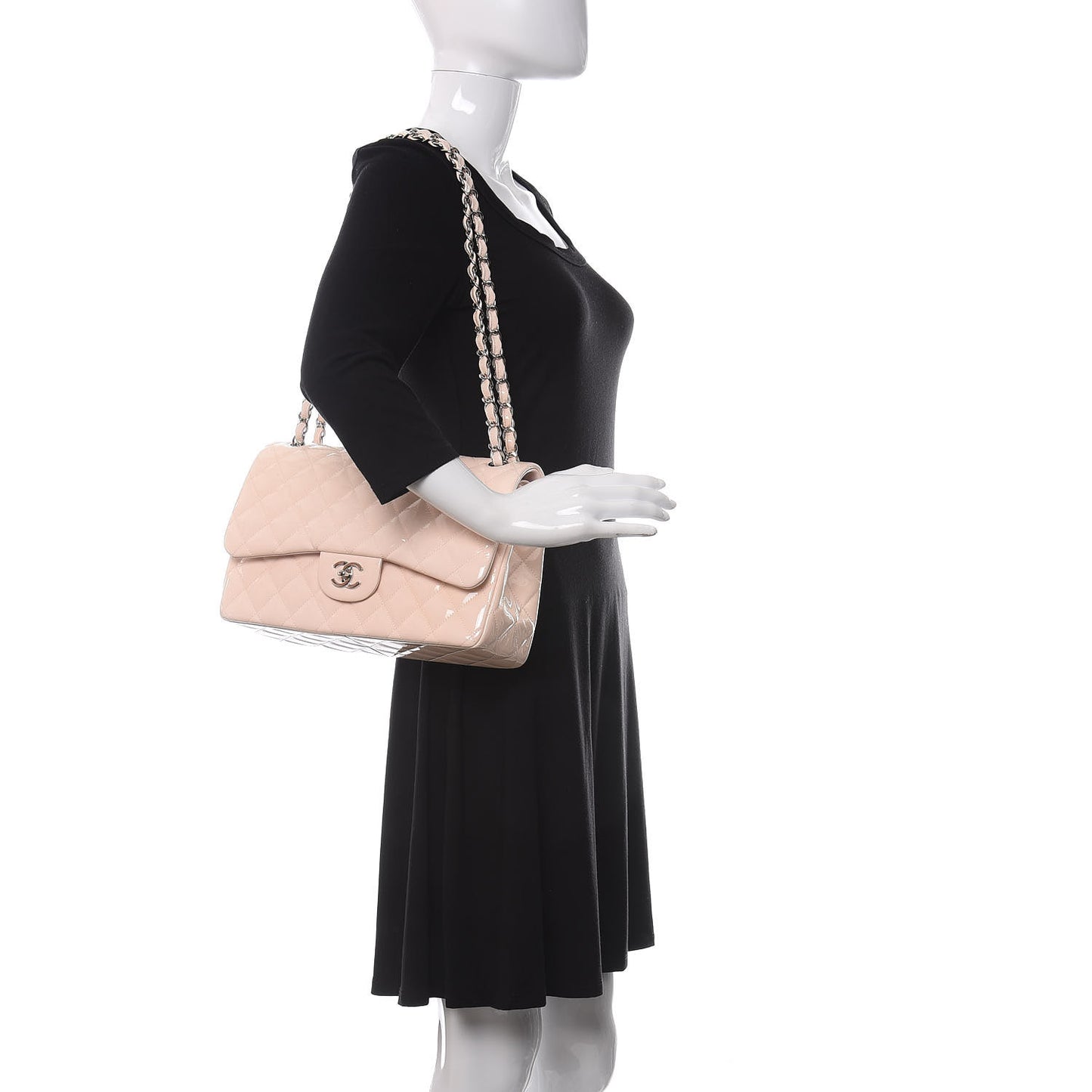 Patent Quilted Jumbo Double Flap Light Pink