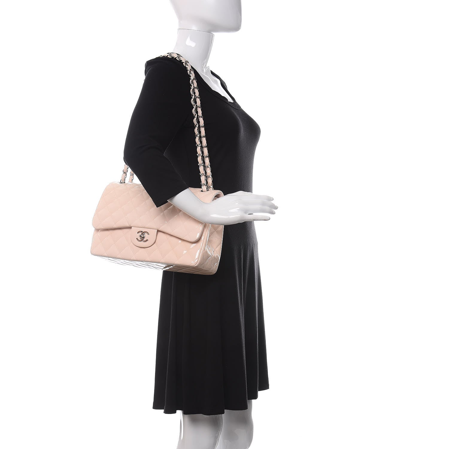 Chanel Patent Quilted Jumbo Double Flap Light Pink 2 of 12