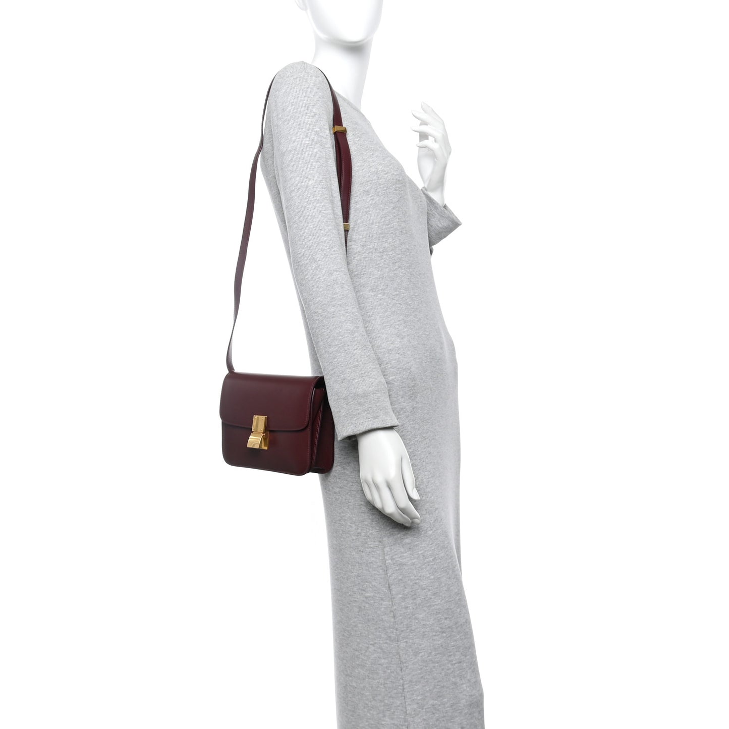 Box Calfskin Teen Classic Box Flap Bag Burgundy