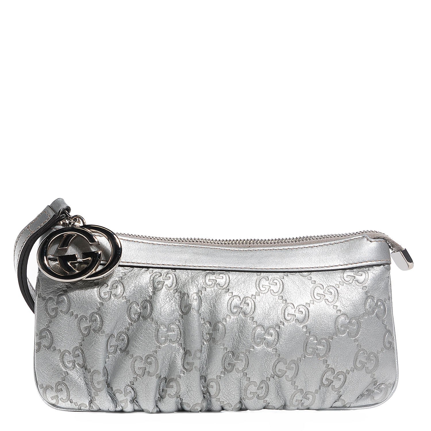 Gucci Guccissima New Britt Wristlet Silver 1 of 7