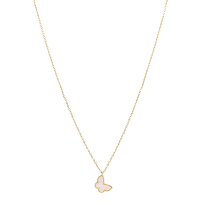 Van Cleef & Arpels 18K Yellow Gold Mother of Pearl Sweet Alhambra Butterfly Pendant Necklace 1 of 5
