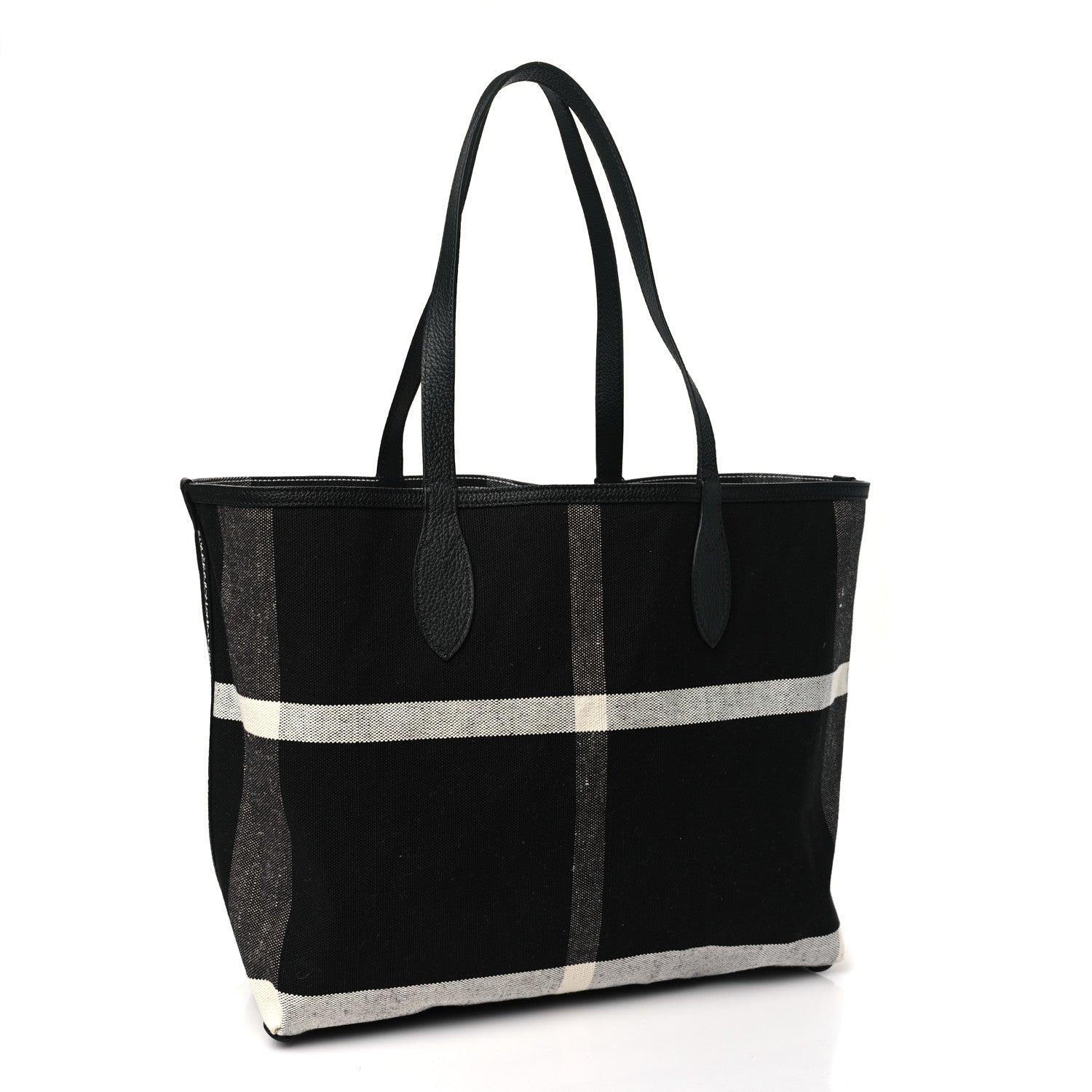 Burberry Coated Canvas Mega Check Medium Doodle Tote Black White 5 of 15