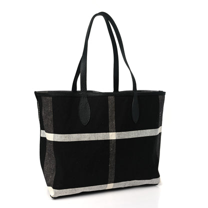 Burberry Coated Canvas Mega Check Medium Doodle Tote Black White 5 of 15