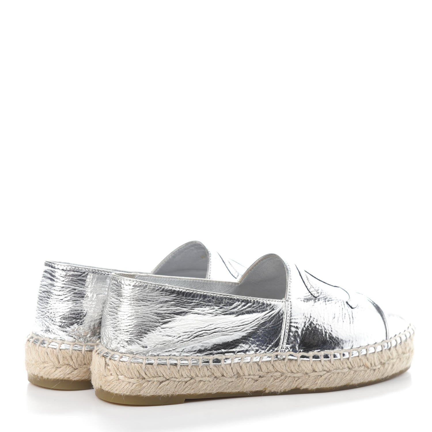 Chanel Laminated Goatskin CC Espadrilles 35 Silver 4 of 7