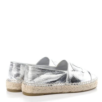 Chanel Laminated Goatskin CC Espadrilles 35 Silver 4 of 7