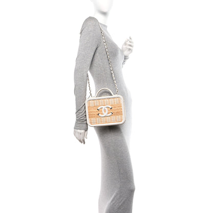 Chanel Raffia Calfskin CC Filigree Vanity Case White 2 of 13