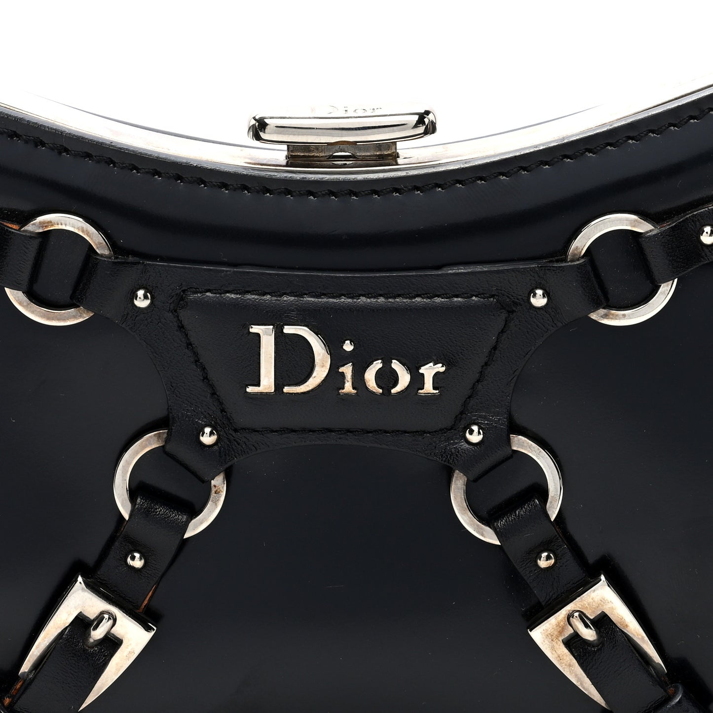 Glazed Calfskin Bondage Clutch Black