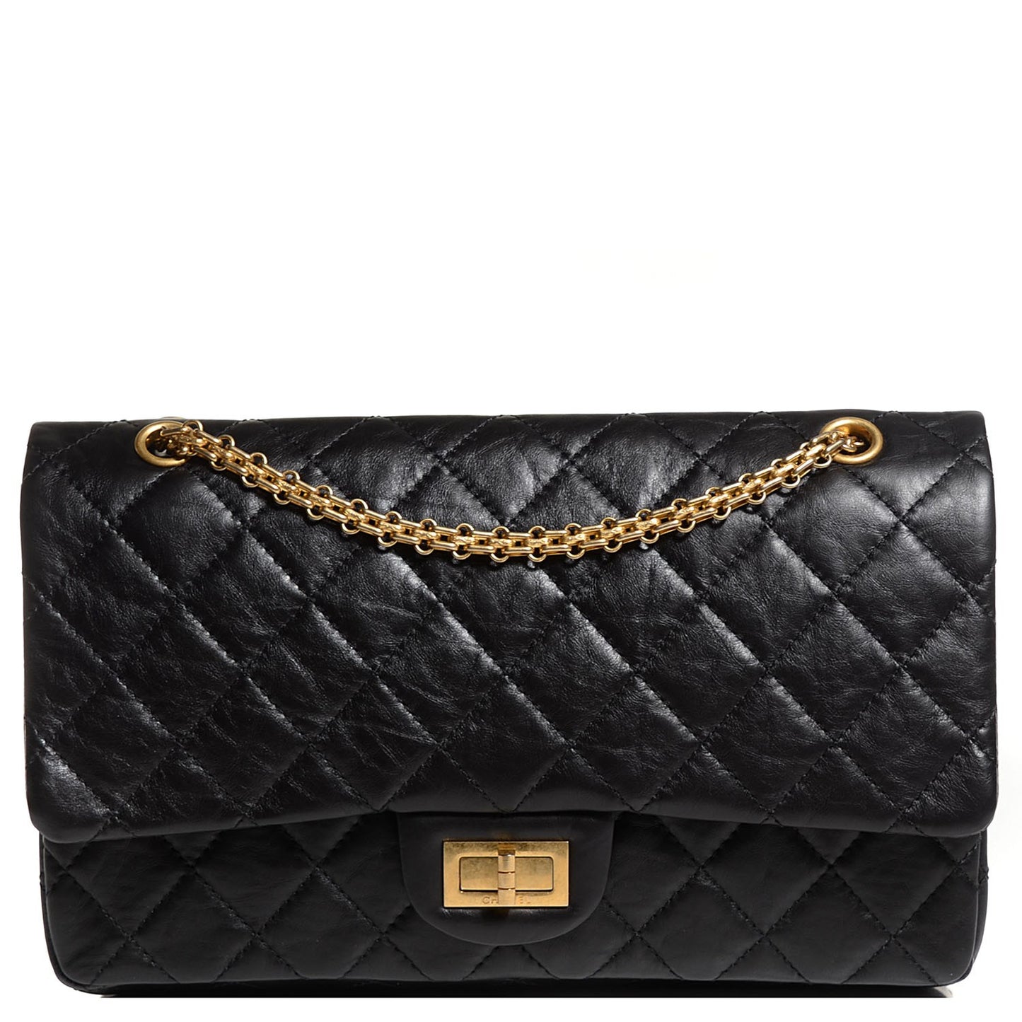 Aged Calfskin Quilted 2.55 Reissue 227 Flap Black