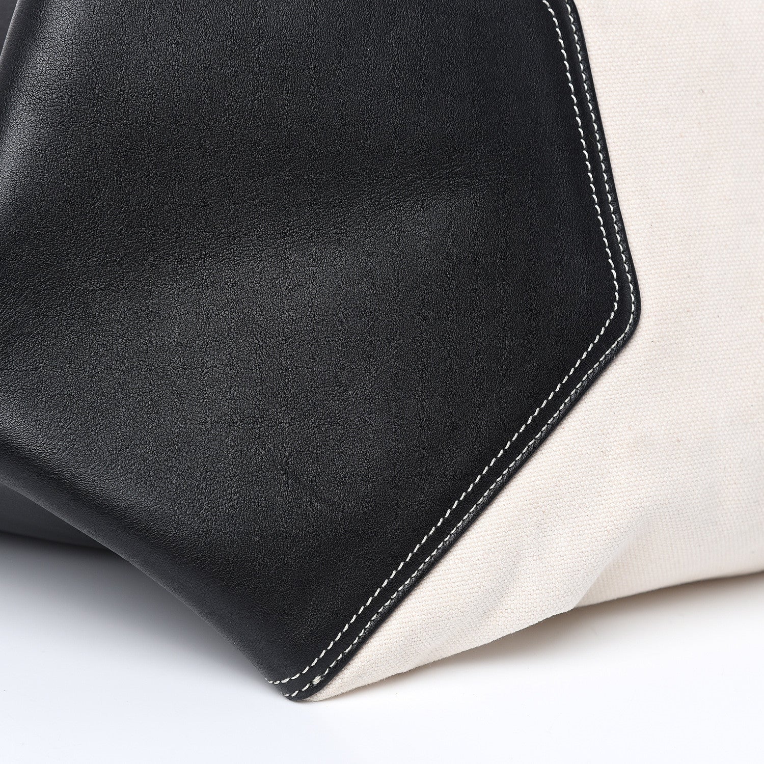 Celine Canvas Smooth Calfskin Frame Tote Black White 9 of 15