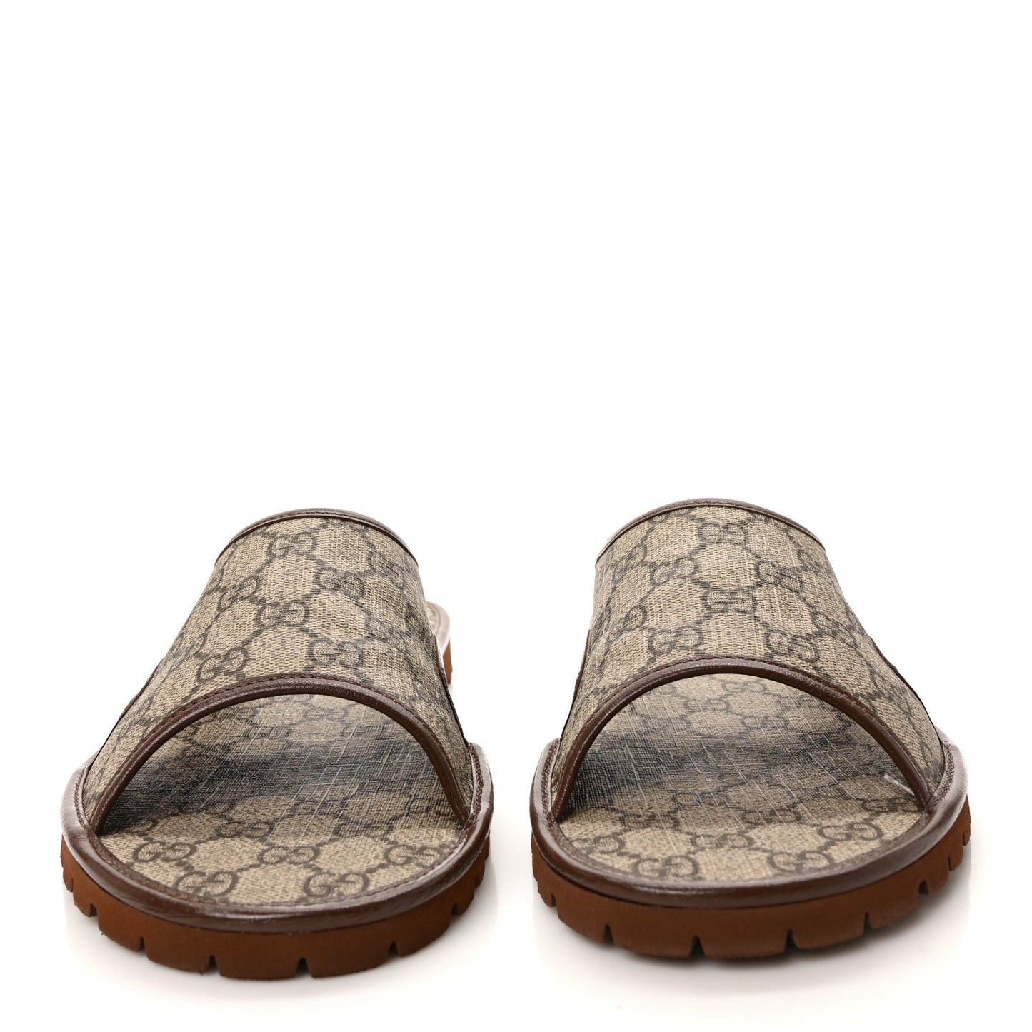 GG Supreme Monogram Granada Kid Mens Lug Sole Slide Sandals 9 Beige New Acero