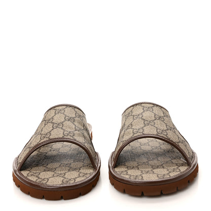 Gucci GG Supreme Monogram Granada Kid Mens Lug Sole Slide Sandals 9 Beige New Acero 2 of 8