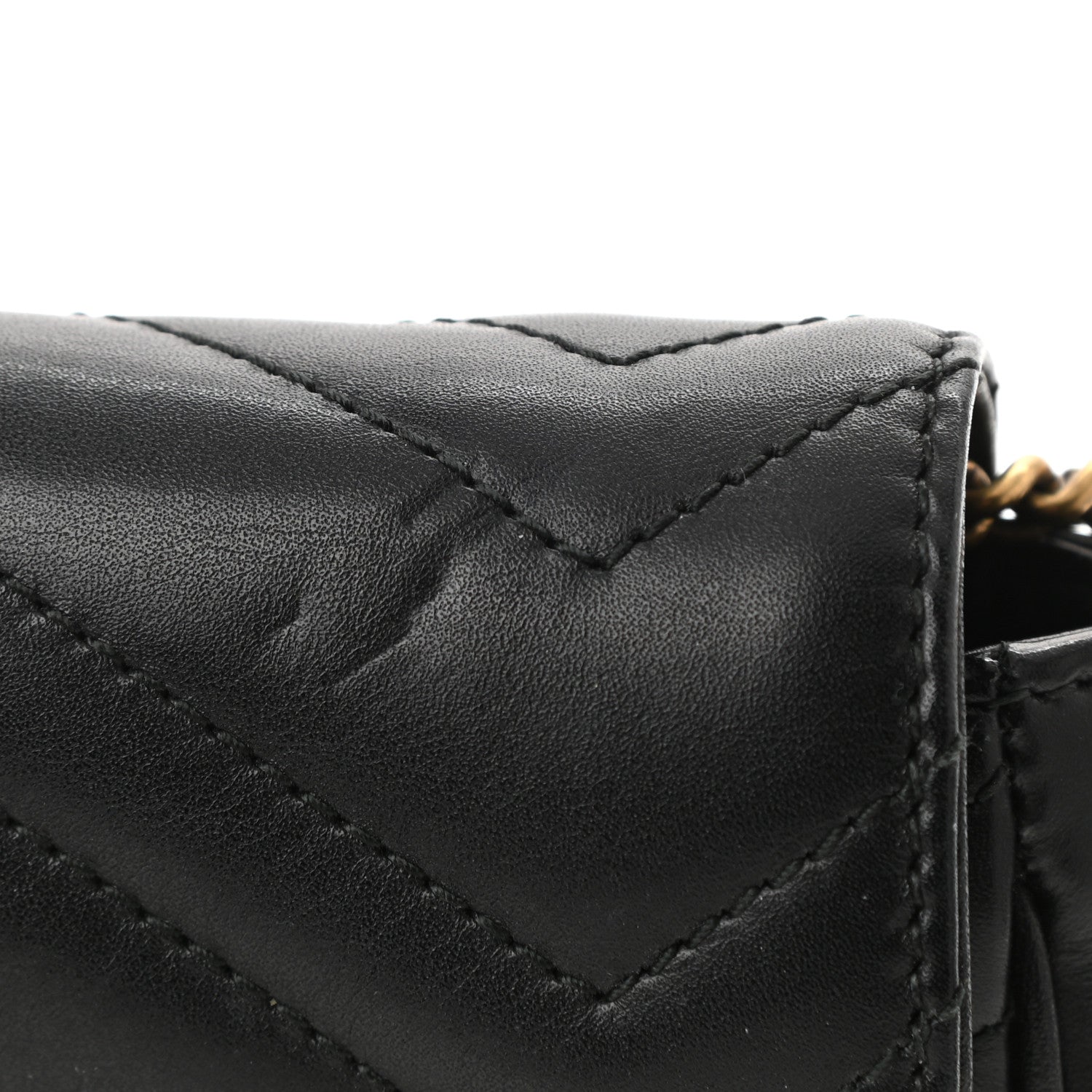 Gucci Calfskin Matelasse Super Mini GG Marmont Shoulder Bag Black 11 of 13