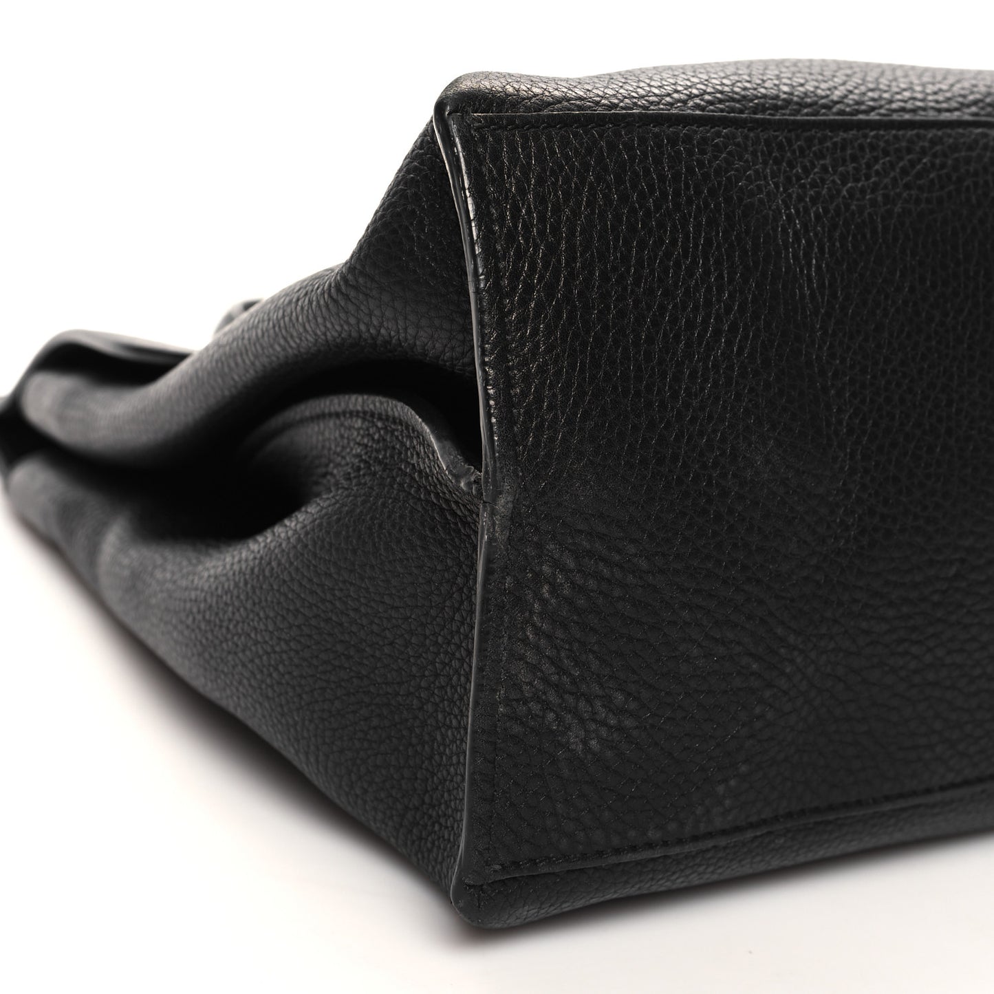 Pebbled Calfskin Large Bamboo Daily Top Handle Bag Black