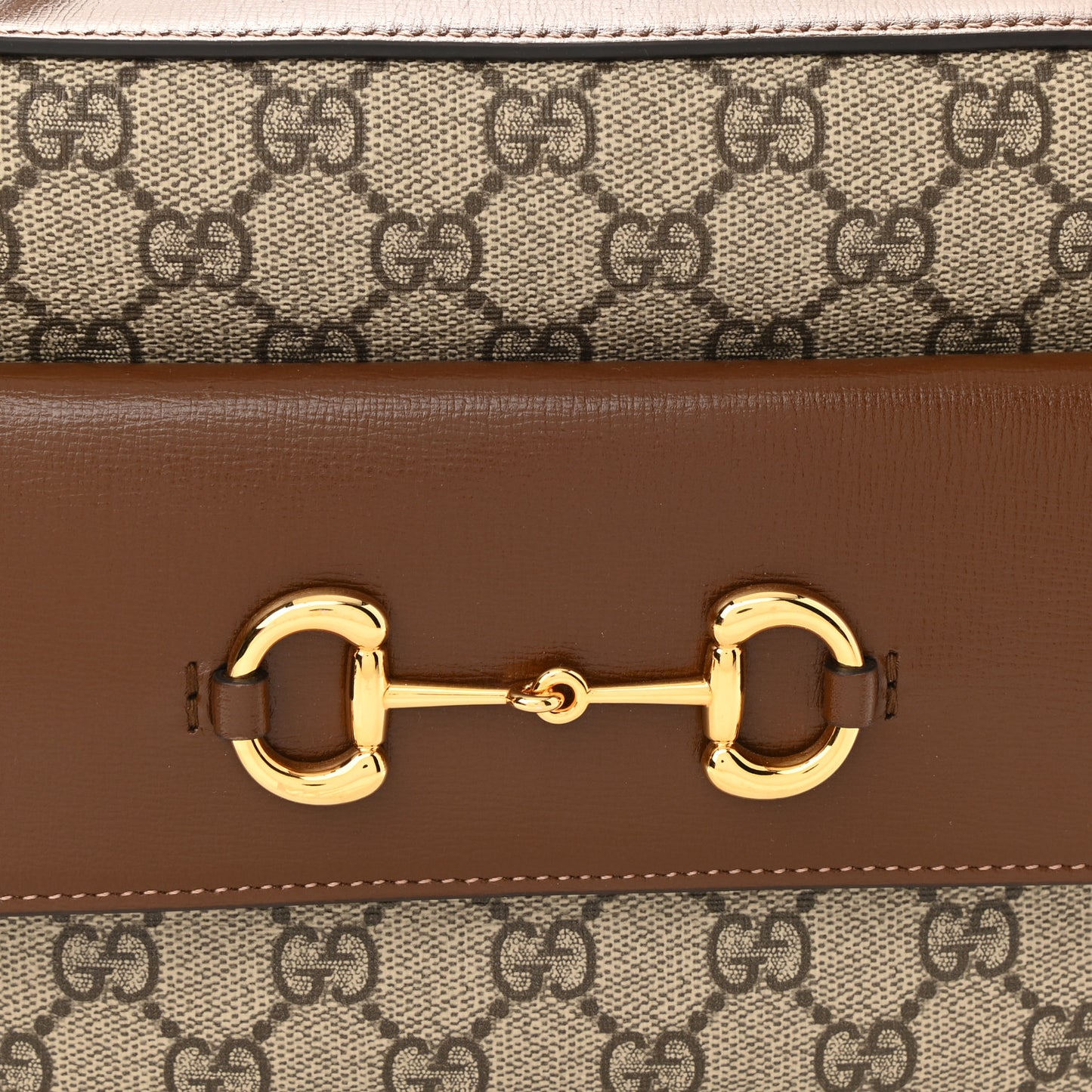 GG Supreme Monogram Small Horsebit 1955 Shoulder Bag Beige Brown Sugar